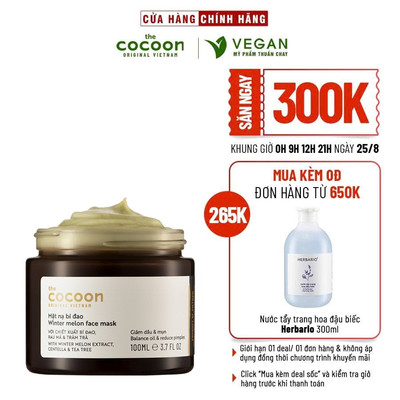 Mặt nạ bí đao cocoon 100ml giảm dầu, mụn - VEGAN - Mỹ phẩm thuần chay