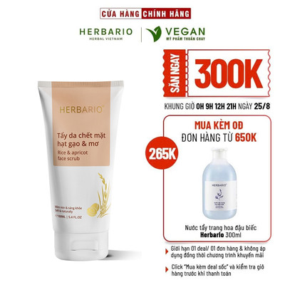 Tẩy da chết mặt hạt gạo & mơ Herbario 160ml