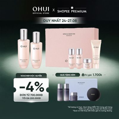 [Limited Edition] Bộ dưỡng ẩm căng mượt sáng da toàn diện 6 món OHUI Miracle Moisture Pink Barrier Set 367ml