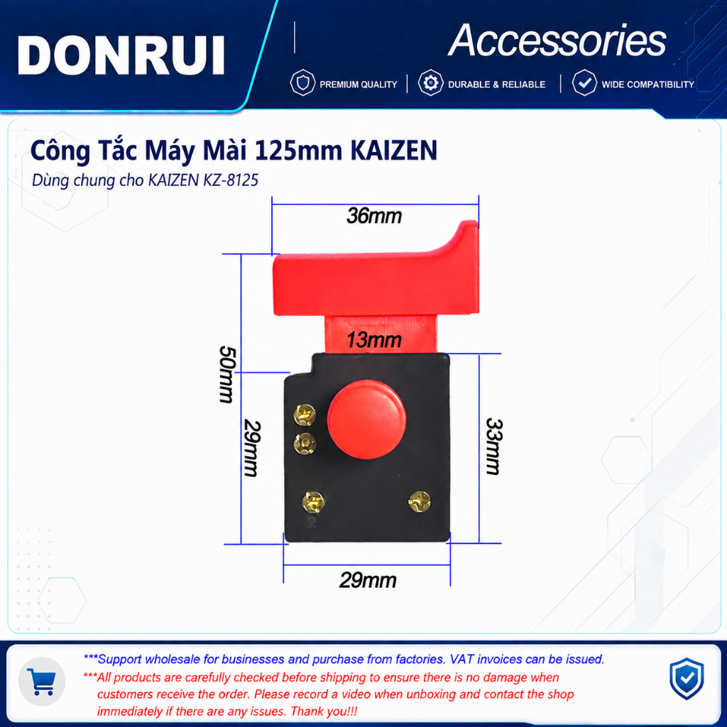 Công Tắc Máy Mài 125mm KAIZEN, Sử Dụng Chung Các Model KAIZEN KZ-8125