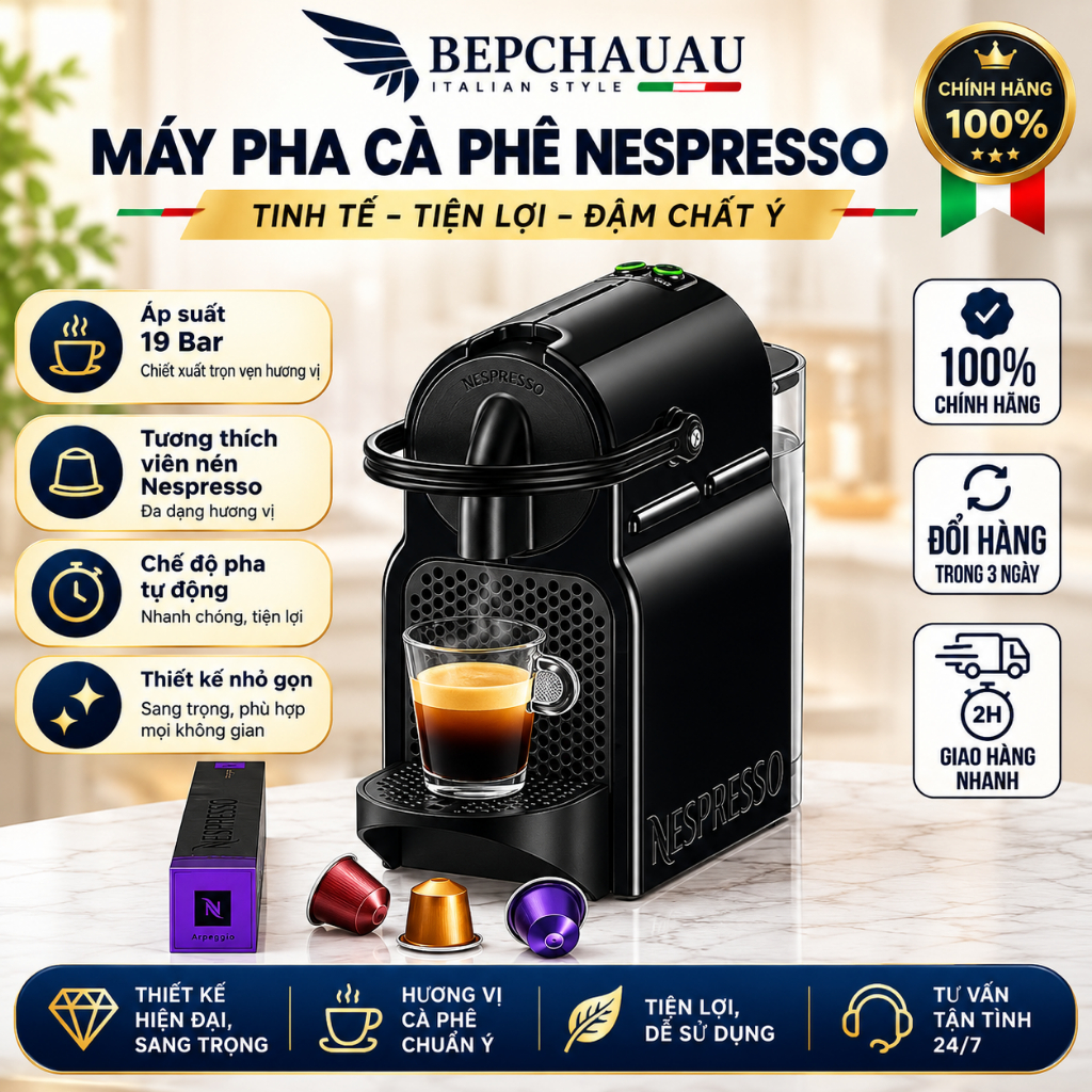 Máy Pha Cà Phê Viên Nén Delonghi Nespresso Inissia EN 80.B, BH 12 Tháng
