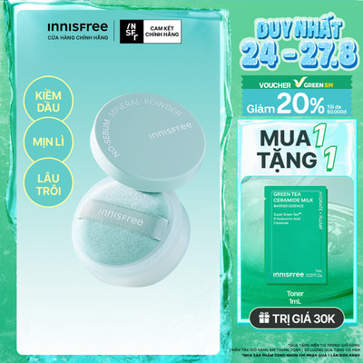 Phấn phủ bột kiềm dầu, mịn lì lâu trôi INNISFREE No Sebum Mineral Powder 5g