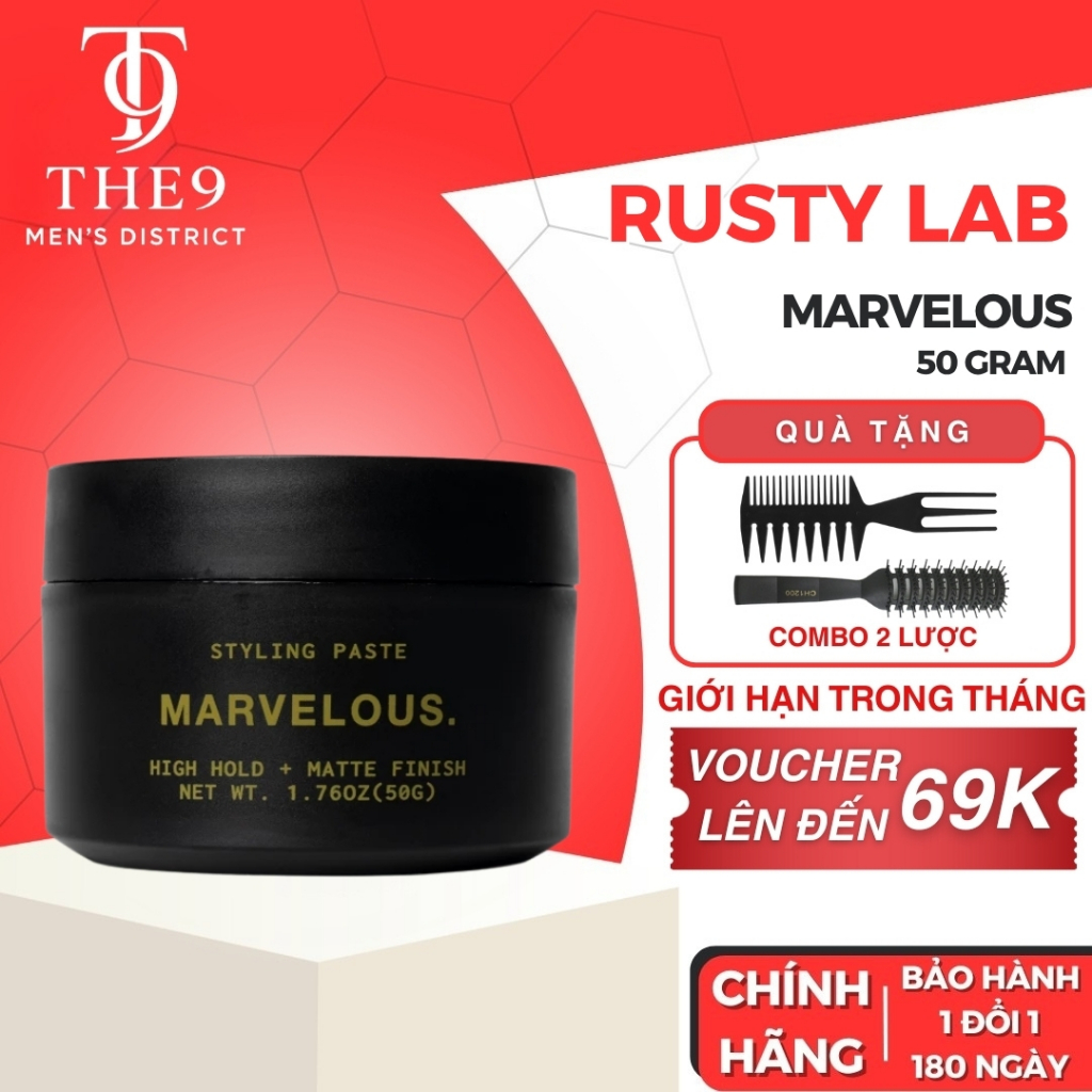 [CHÍNH HÃNG] Sáp vuốt tóc nam RUSTY LAB Marvelous 50g, giữ nếp tạo kiểu tóc
