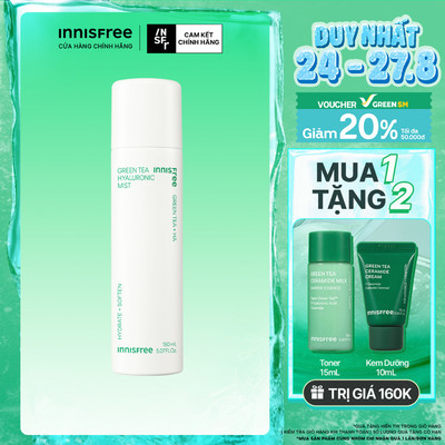 Xịt khoáng dưỡng ẩm từ trà xanh đảo Jeju INNISFREE Green Tea Mist 150ml