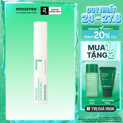 Sản phẩm dưỡng da vùng mắt dạng thanh lăn INNISFREE Green Tea Seed Hyaluronic Glow Eye & Face 10ml