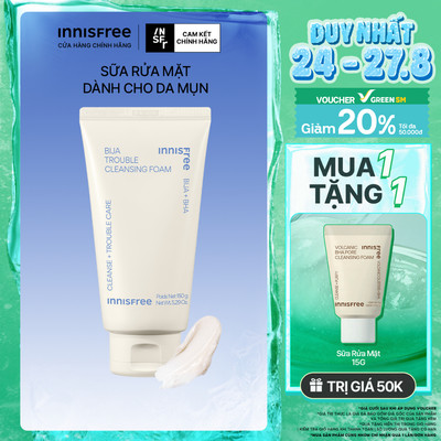 Sữa rửa mặt dành cho da mụn innisfree Bija Trouble Facial Foam 150g
