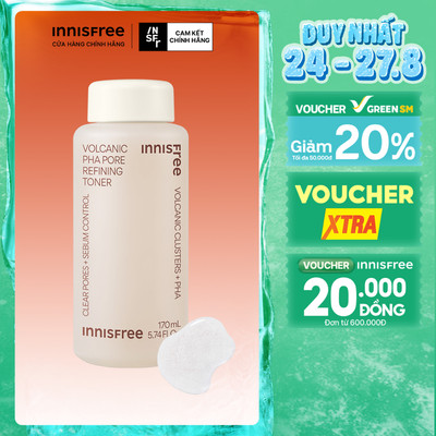 Nước cân bằng chăm sóc da từ tro núi lửa innisfree Volcanic PHA Pore Refining Toner 170ml