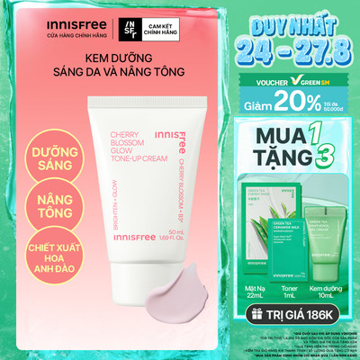 Kem nâng tông, dưỡng sáng làm đều màu da từ hoa anh đào INNISFREE Cherry Blossom Tone Up Cream 50ml