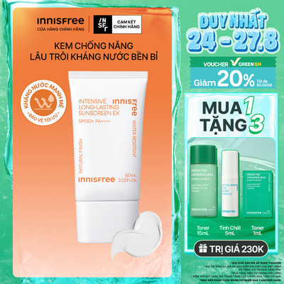Kem chống nắng lâu trôi innisfree Intensive Long Lasting Sunscreen SPF50+ PA++++ 60ml