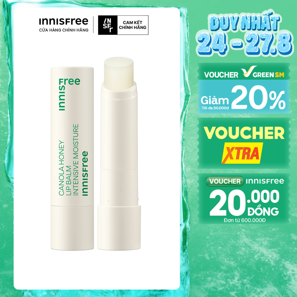 Son dưỡng môi không màu innisfree Canola Honey Lip Balm Deep Moisture 3.5g