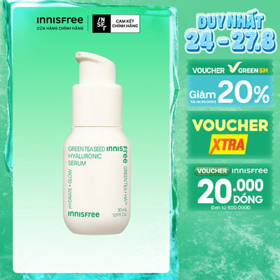 Serum trà xanh cấp ẩm sâu phục hồi da, với Probiotics INNISFREE Green Tea Seed Hyaluronic Serum 30mL