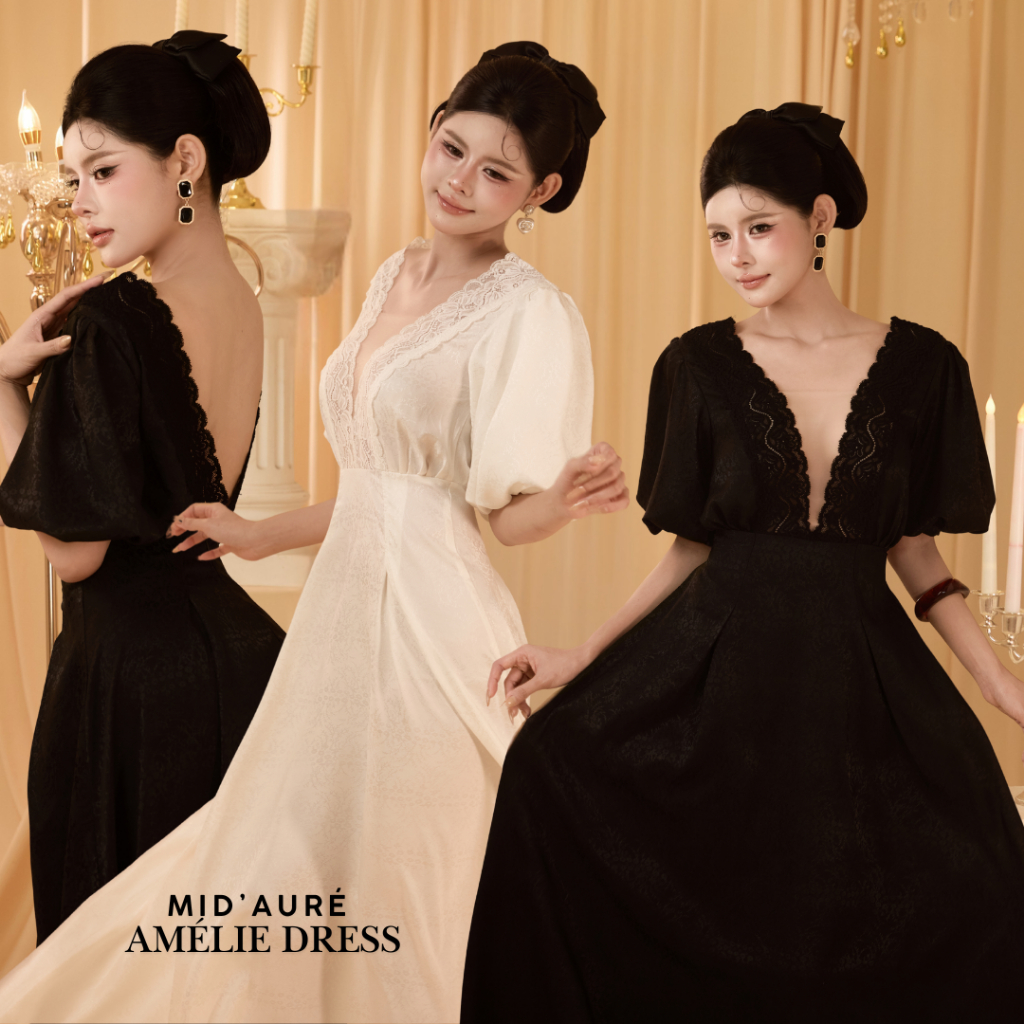 G.U - AMÉLIE DRESS - ĐẦM MAXI GẤM LỤA PHỐI REN