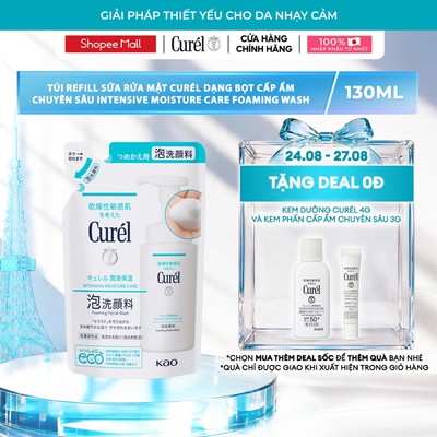 [Dạng túi - refill] Curél Sữa rửa mặt Curél dạng bọt cấp ẩm chuyên sâu Intensive Moisture Care Foaming Wash 130ml