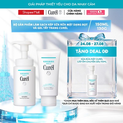 Combo làm sạch kép Sữa rửa mặt dạng bọt Curél 150ml và Gel tẩy trang Curél 130g