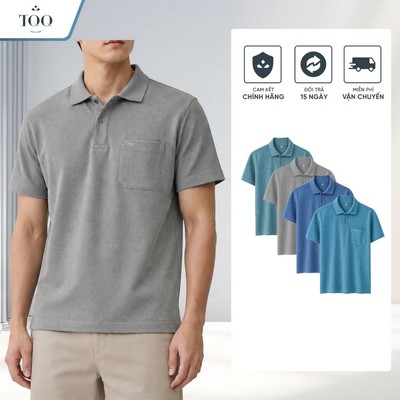 Áo Polo Nam Ngắn Tay PK63C Họa Tiết Mắt Lưới Đan Xen Trẻ Trung Co Giãn 4 Chiều Đi Chơi Đi Biển