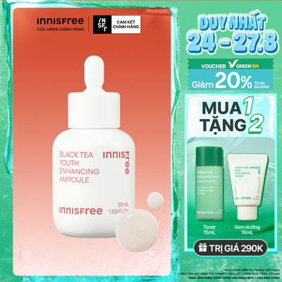 Tinh chất phục hồi da và chống lão hóa trà đen innisfree Black Tea Youth Ampoule 50 mL