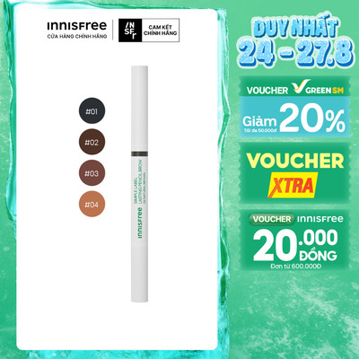 Chì kẻ mày thuần chay lâu trôi innisfree Simple Label Lasting Pencil Brow 0.15g