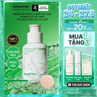 Serum trà xanh cấp ẩm sâu phục hồi da, với Probiotics INNISFREE Green Tea Seed Hyaluronic Serum 80mL