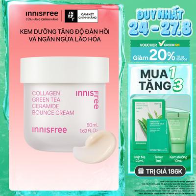 Kem dưỡng giúp làm mờ các dấu hiệu lão hóa trên da INNISFREE Collagen Green Tea Ceramide Bounce Cream 50mL