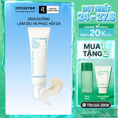 Kem dưỡng làm dịu và phục hồi da INNISFREE Retinol Cica Barrier Defense Cream 50 mL