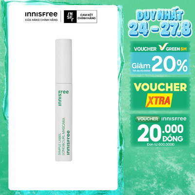 Mascara thuần chay, làm dài và cong mi innisfree Simple Label Long & Curl Mascara 7.5g