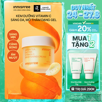 Kem dưỡng Vitamin C sáng da, mờ thâm dạng gel INNISFREE Green Tea Enzyme Brightening Cream 50ml