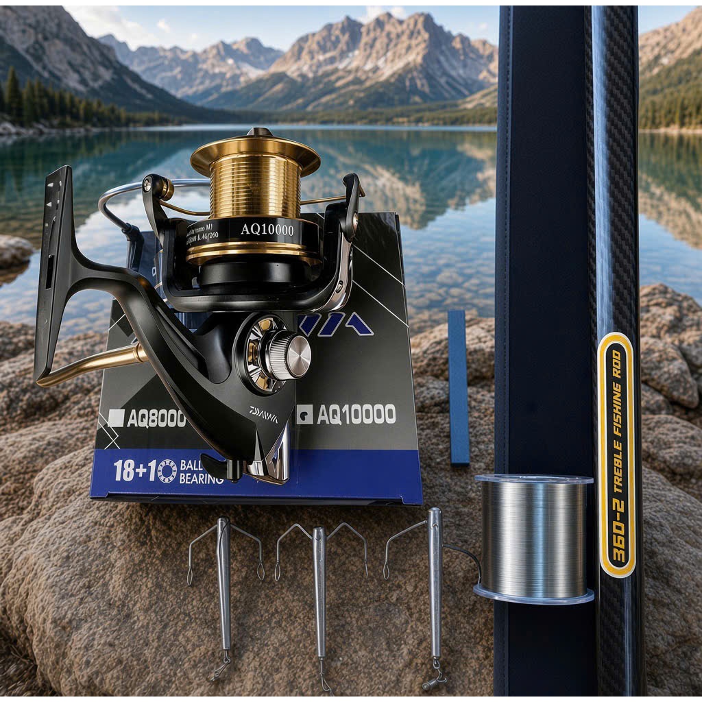 Combo Cần Câu Máy Câu 3 Tiêu Săn Hàng Số 8 Fishing Câu Cá [Hùng Ba Tiêu]