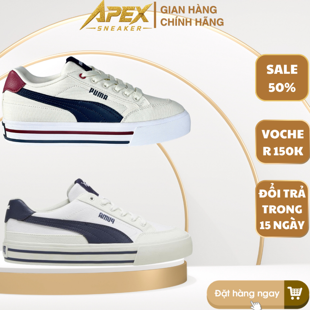 [𝙎𝘼𝙇𝙀 CHÍNH HÃNG] Giày Puma Court Classic Vulcanized AUTHENTIC - Form Đẹp, Phong cách Phối Đồ Cực Ba