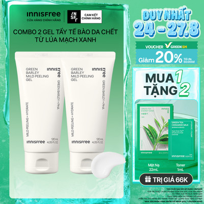 [SVIP] Bộ 2 Gel tẩy tế bào da chết từ lúa mạch xanh innisfree Green Barley Mild Peeling Gel 120mL+120mL