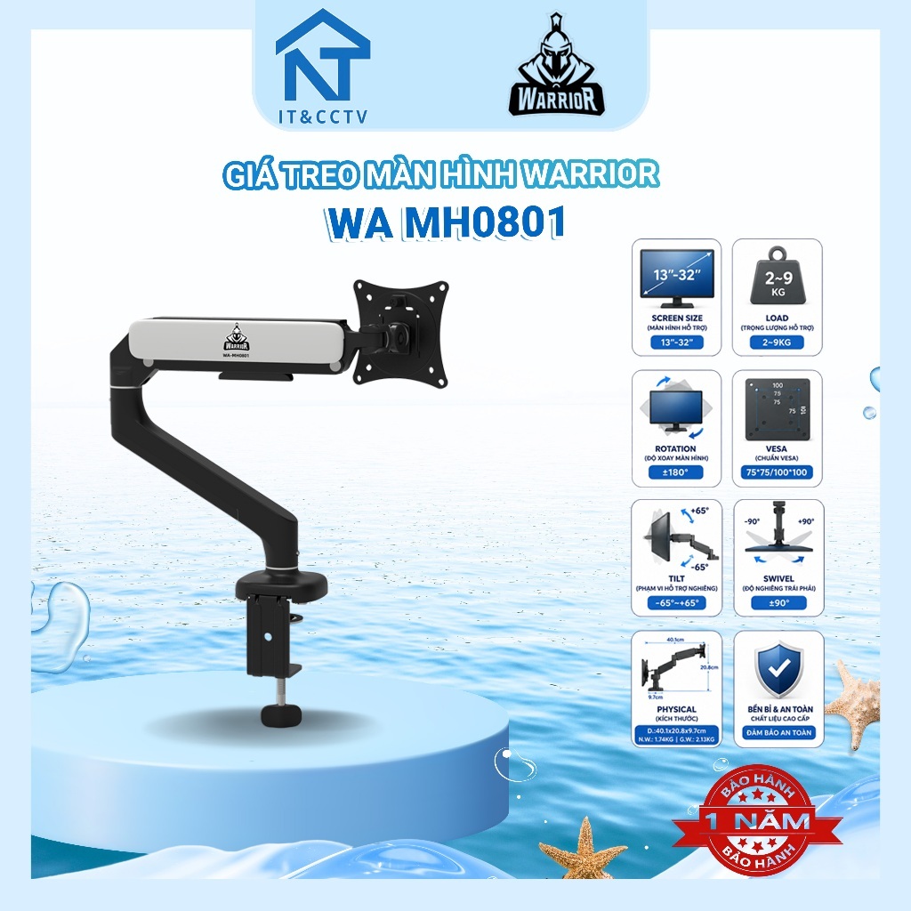WARRIOR Giá Treo Màn Hình 13-32 Inch WA-MH0801 WA-MH0802 WA-MH0803 WA-MH0811 Single Arm Double Arm V