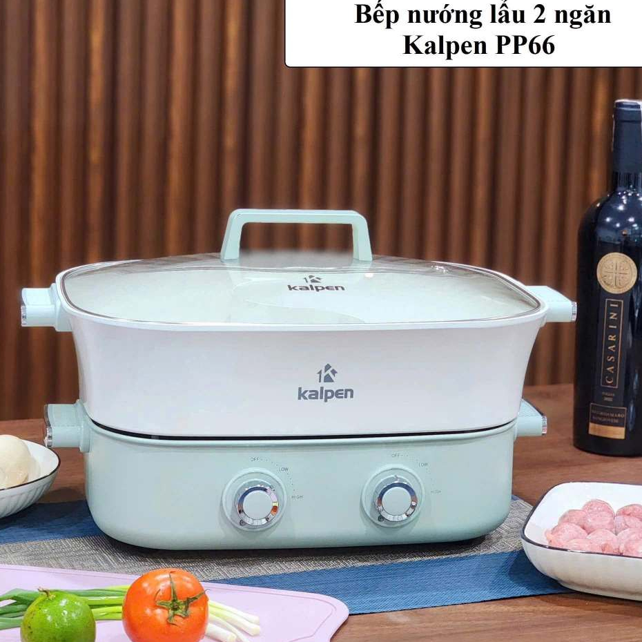 [2 MÀU]Bếp lẩu nướng điện đa năng 6,5L Kalpen PP66, nồi lẩu điện đa năng, nồi lẩu 2 ngăn, bếp lẩu nư