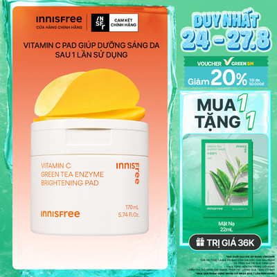 Vitamin C Pad dưỡng sáng da 60 miếng innisfree Vitamin C Pad Green Tea Enzyme