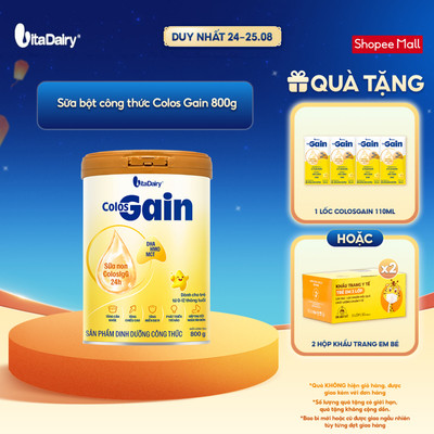 [NHIỀU GIAI ĐOẠN] Sữa bột Colos Gain cho trẻ (Bao bì mới) – Bổ sung dinh dưỡng, hỗ trợ cân nặng – Lon 800g