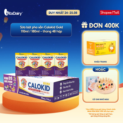 [THÙNG 48 HỘP] Sữa uống dinh dưỡng Calokid Gold 110ml/180ml - Thơm ngon dễ uống, Bé thích mê