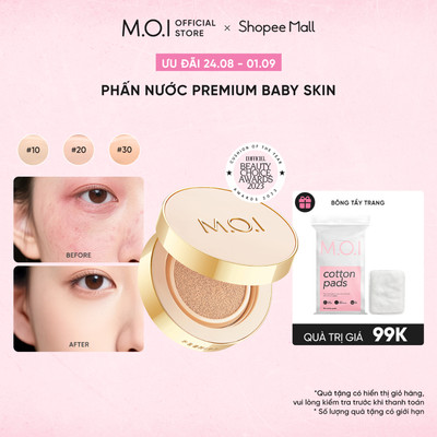 Phấn nước kiềm dầu che khuyết điểm SPF50+ PA+++ MOI Premium Baby Skin Cushion 12g