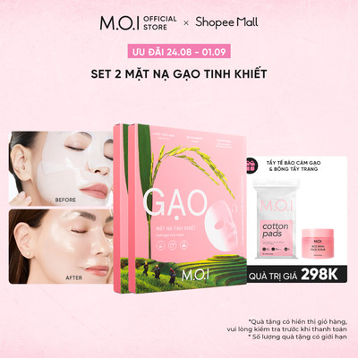 Combo 2 Hộp Mặt Nạ Gạo MOI Tinh Khiết Sáng Da - Hydrogel Rice Mask (6 Miếng - 32g x 6)