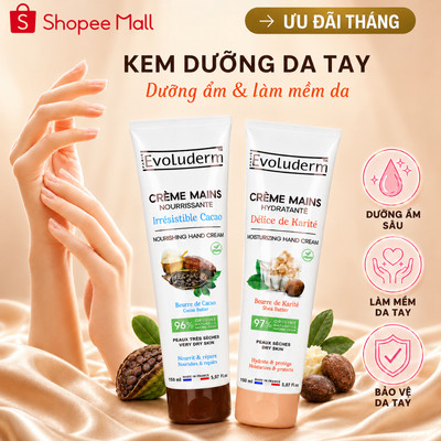 Kem dưỡng da tay EVOLUDERM - Dưỡng ẩm da tay, Dưỡng tay mềm mịn 150ml, 100ml, 50ml