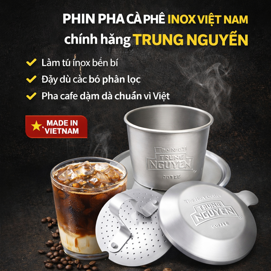 Phin cafe trung nguyên, phin cafe nhôm dày dặn