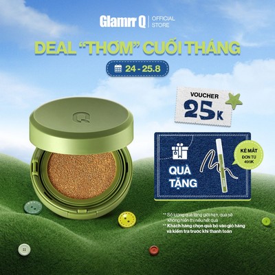 Phấn Nước Che Phủ GLAMRR Q Vegan Super Cover Cushion SPF50+/PA+++ (1 lõi 15g)
