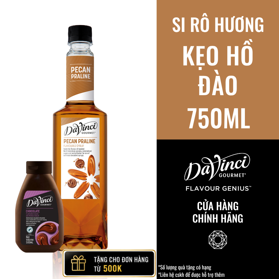 Siro Hương Kẹo Hồ Đào / Pecan Praline Syrup - DaVinci Gourmet (750ml)
