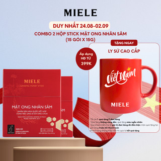 Combo 2 Hộp Stick 15 Gói Mật Ong Nhân Sâm Miele 15g Tiện Lợi