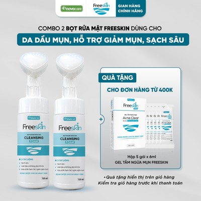 Set 2 Bọt rửa mặt cho da dầu mụn Freeskin - Novocare Làm sạch sâu, hỗ trợ giảm mụn và bã nhờn, không khô căng da 120ml