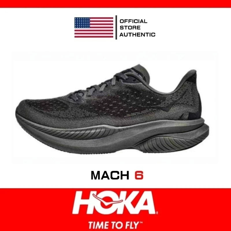 100% Genuine Hoka Mach 6 Mesh Breathable Sports Running Shoes For Men Black
