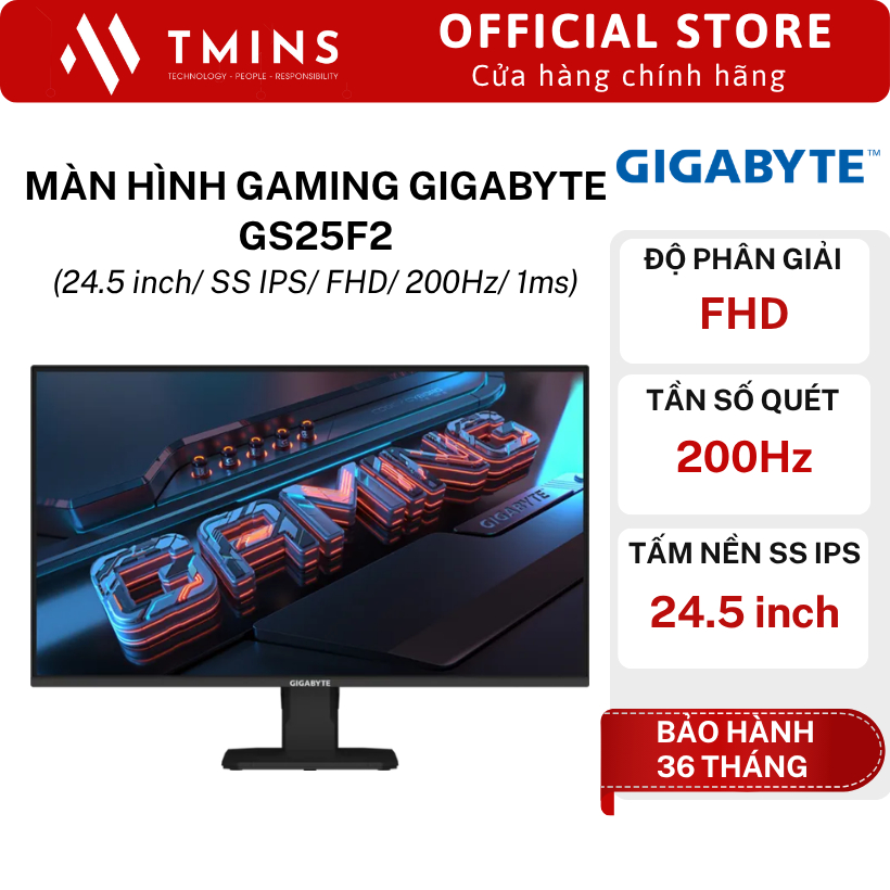 Màn hình gaming Gigabyte GS25F2 (24.5 inch/ Super Speed IPS/ FHD/ 200Hz/ 1ms) - Hàng chính hãng
