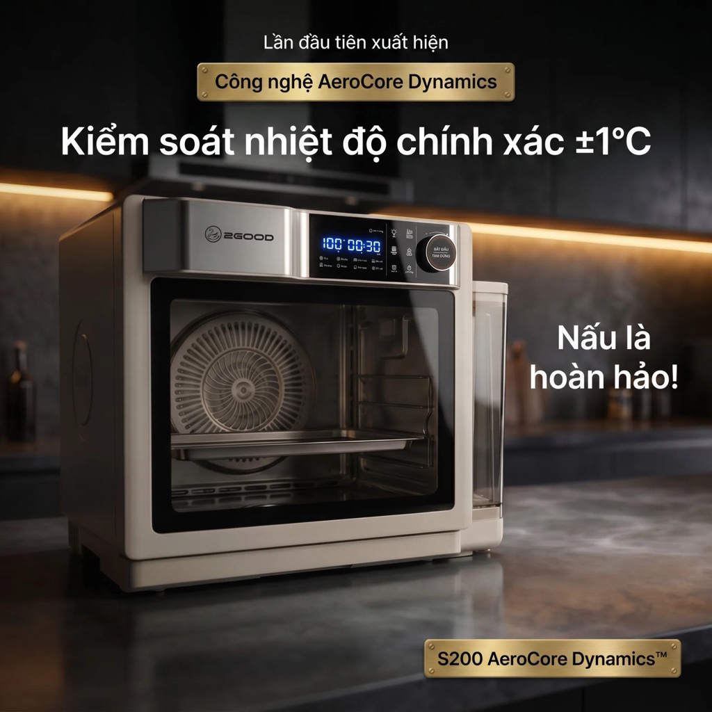 Nồi chiên hơi nước 2Good S200 32L chín đều 360 độ triệt tiêu điểm lạnh chiên hấp liên tục không gián