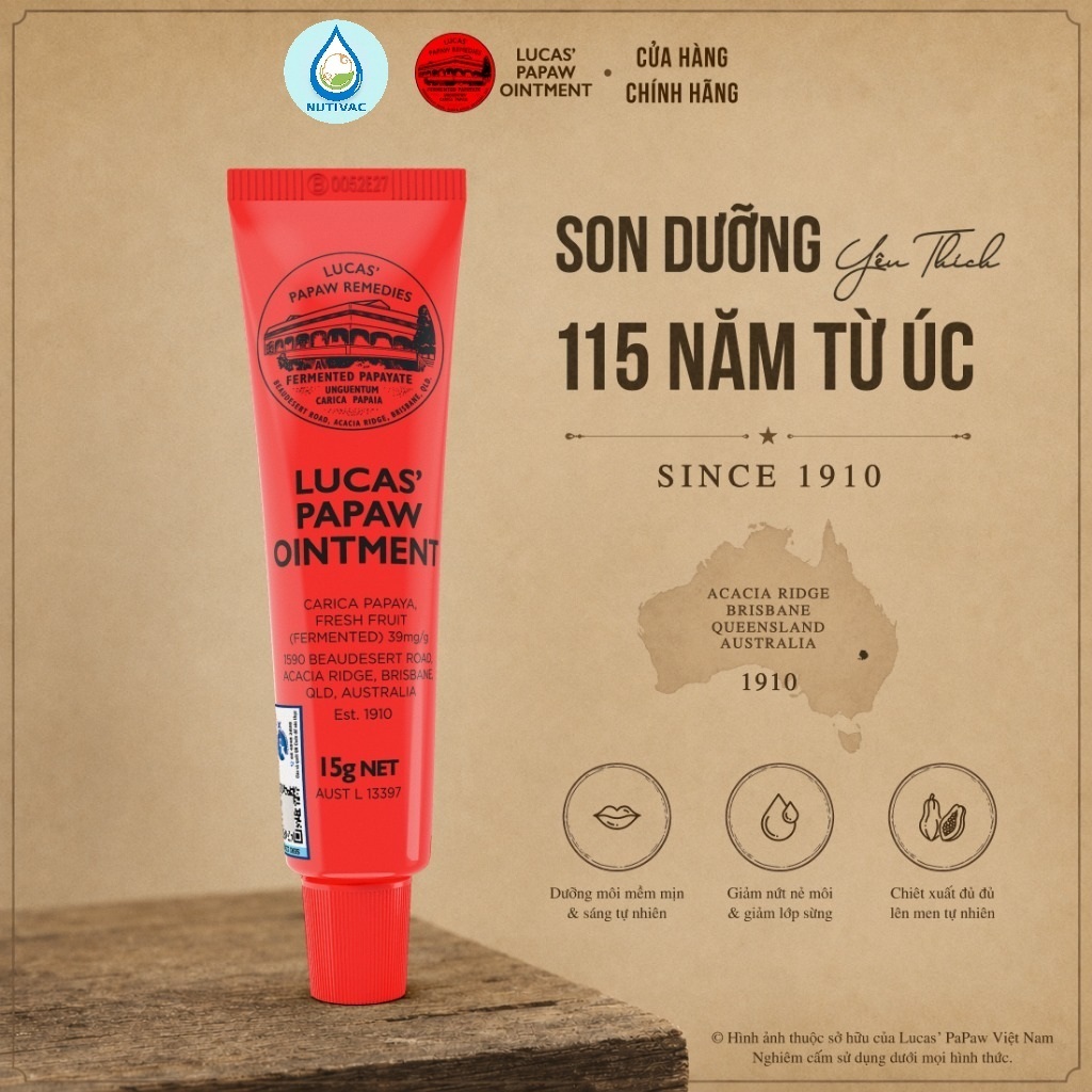 (COMBO 2 TUÝP) Kem Đa Năng Lucas Papaw 15g Dưỡng Ẩm & Làm Mềm da