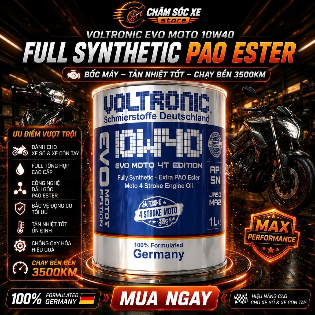 Chiếc Lẻ 200ml nhớt Voltronic Evo Moto 10w40
