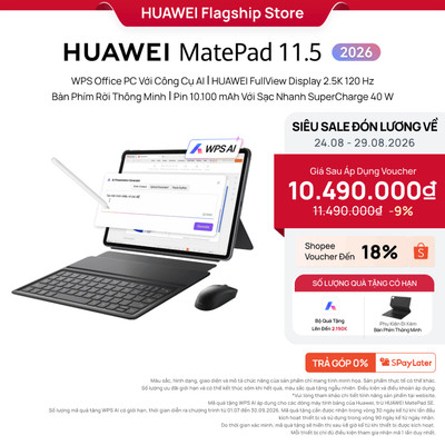 Máy tính bảng HUAWEI MatePad 11.5 2026 | WPS Office PC Với Công Cụ AI | HUAWEI FullView Display 2.5K 120Hz| Bàn Phím Rời