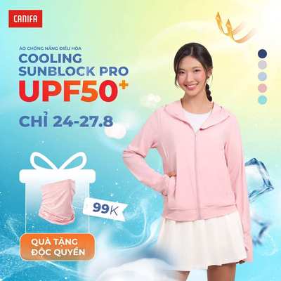 Áo chống nắng nữ anti 98% UV CANIFA dài tay có mũ dáng vừa vải mát lạnh 6OT26S002