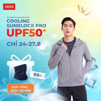 Áo khoác chống nắng nam CANIFA thoáng khí co giãn thấm hút mát lạnh chống 98% UV 2026 8OT26S003